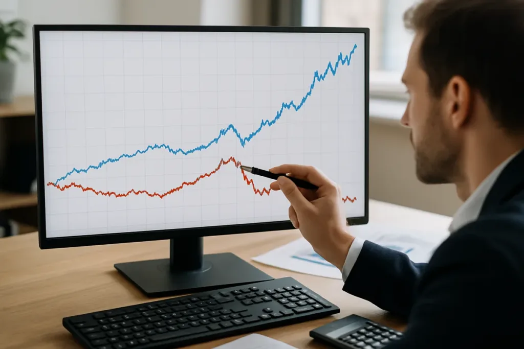 Stock market comparison graph