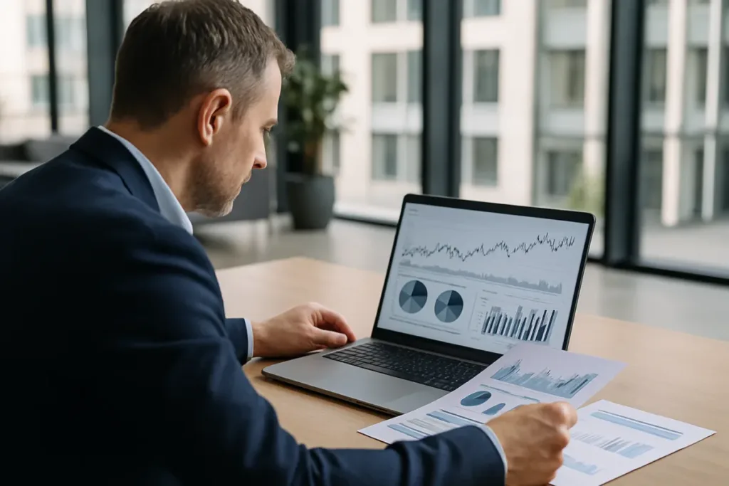 Investor analyzing financial data