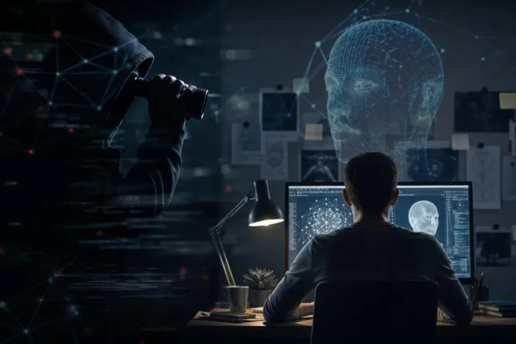 graphic of cyber espionage on AI specialists